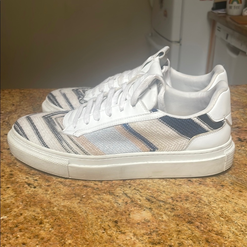 Missoni White Navy Beige Chevron Men’s Sneakers